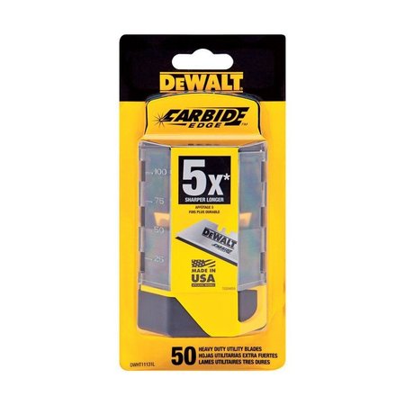 STANLEY DeWalt Carbide Edge Steel Heavy Duty Utility Blade 2-1/2 in. L 50 pc DWHT11131L